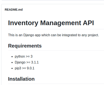 Screenshot of Inventory Management API